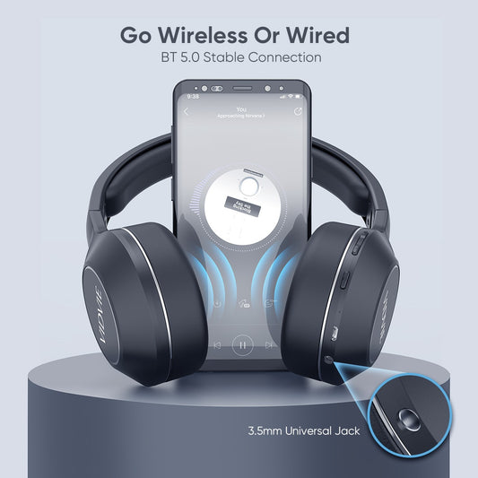 VIDVIE Dual USB Bluetooth Noise-Cancelling On-Ear Wireless Headset BB2107 Black