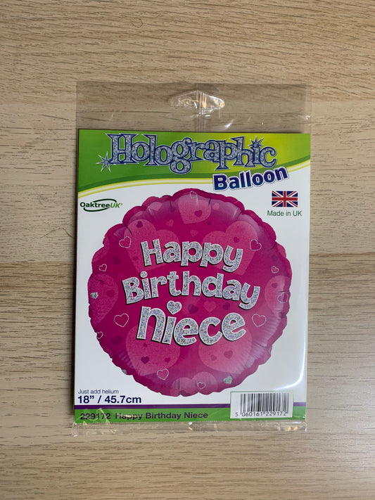 HAPPY BIRTHDAY NIECE PINK 18" BALLOON