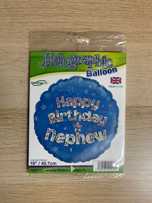 HAPPY BIRTHDAY NEPHEW BLUE 18" BALLOON