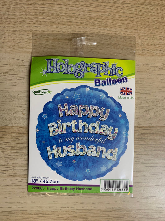 HAPPY BIRTHDAY HUSBAND BLUE 18" BALLOON