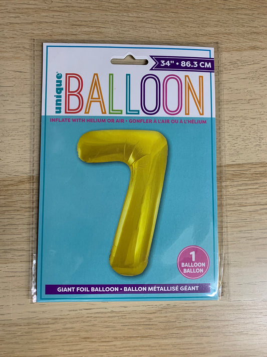 NUMBER 7 34" BALLOON IN FIVE DIFFRENT COLOURS