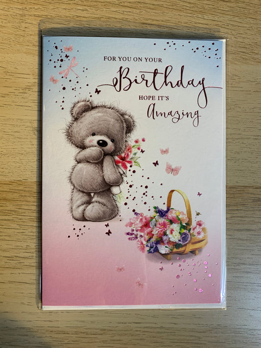 "BIRTHDAY" WITH TEDDY DESIGN GREETING CARD