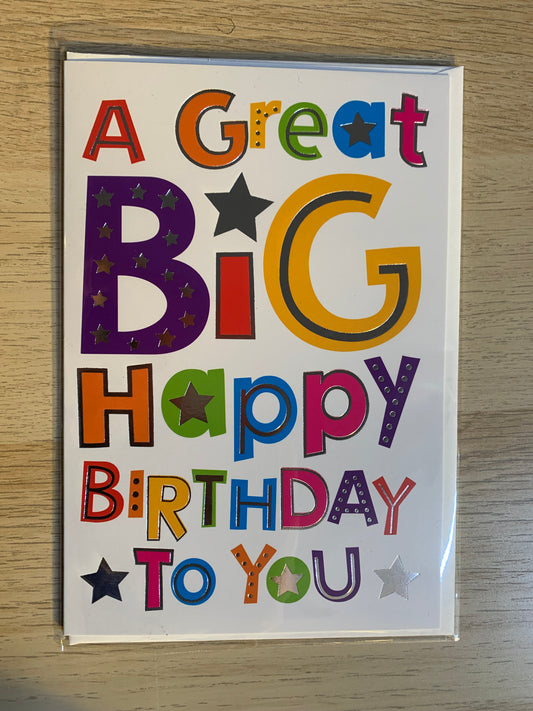 "A GREAT BIG HAPPY BIRTHDAY TO YOU" WITH STAR DESIGN GREETING CARD