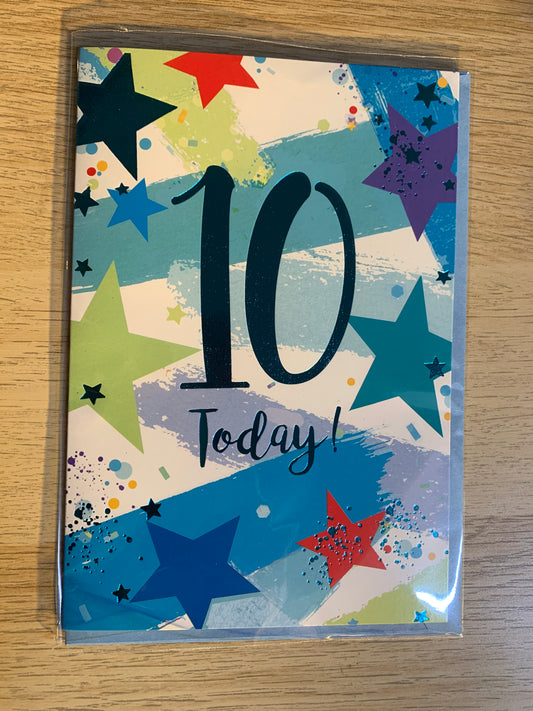 "10 TODAY" WITH STAR DESIGN GREETING CARD