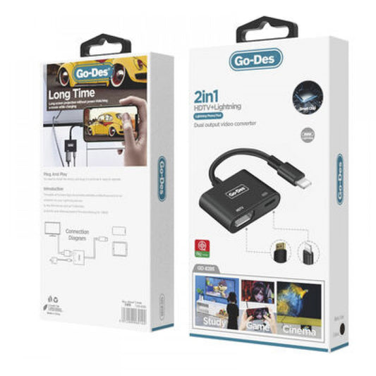 Go-Des GD-8285 HDTV + Lightning Converter -Black Converter