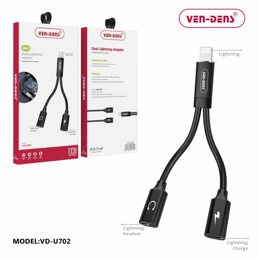 Ven-Dens Lightning Headset and Charging Adapter VD-U702